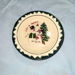 Atico Snowman Vtg 1998 "Let it Snow" Christmas Holiday 6.5" stoneware